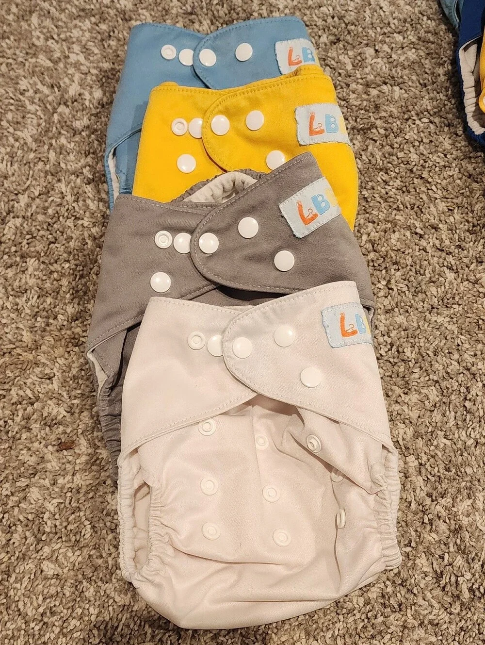 Reusable Cloth Diaper - White, Gray, Yellow, Blue - Pack